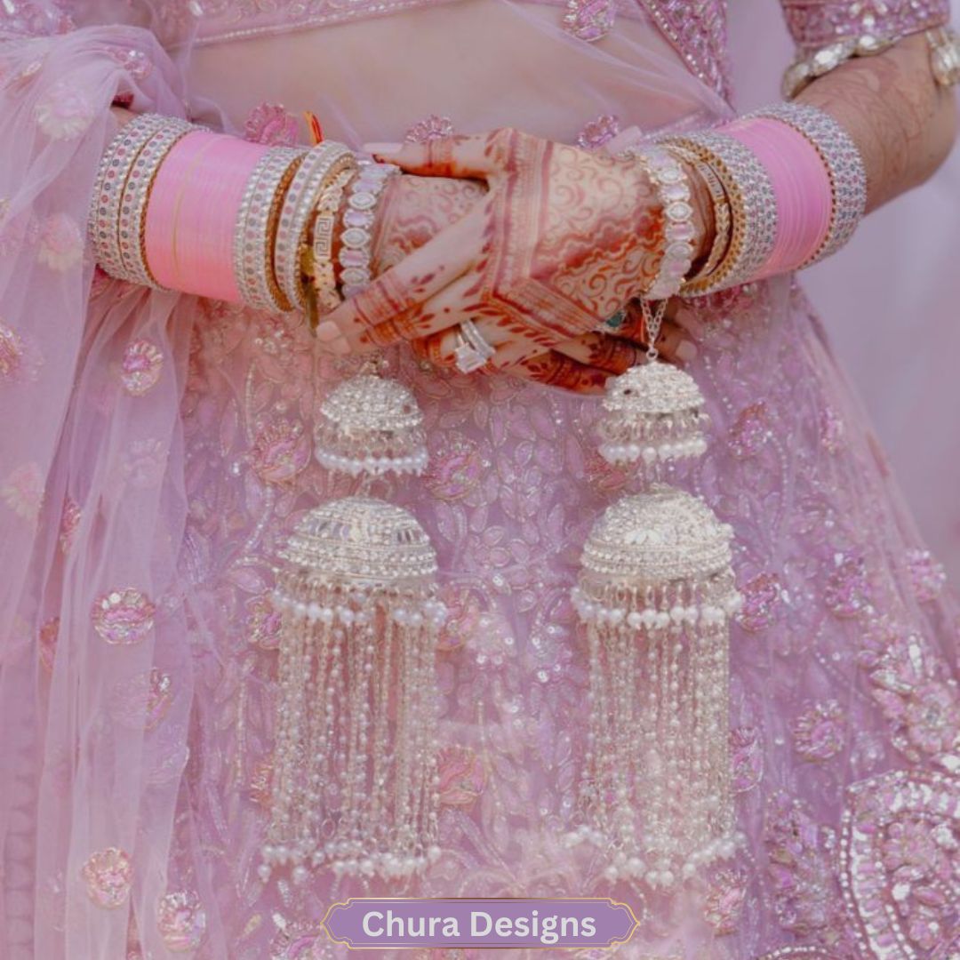 Pink Bridal Chura Design With Silver Kalira For Your Bridal Day