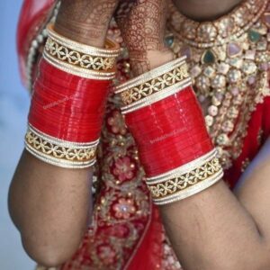 Bridal Red Chura With Kundan bangles At Low Price