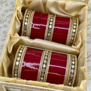 Kundan Chura Design In Maroon Colour