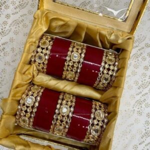 Kundan Chura Design In Maroon Colour
