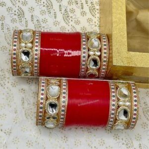 Red Chura For Bride Online In Kundan Design