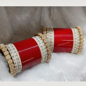 Red Chura With Dotted Bangles At Low Price Online