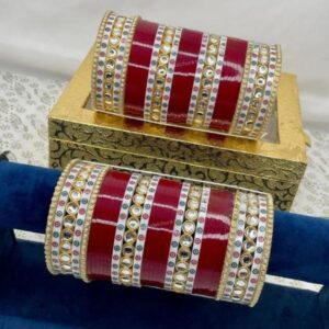 Bridal Chura Punjabi Design In Maroon colour With Price