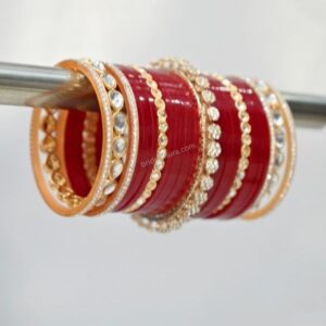 Chuda set Design With Kundan Bangles In Maroon Color