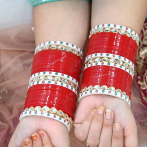 Bridal Red Chura With Kundan bangles At Low Price