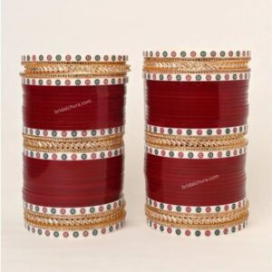 Shining Star Chura With AD And Dotted Bangles