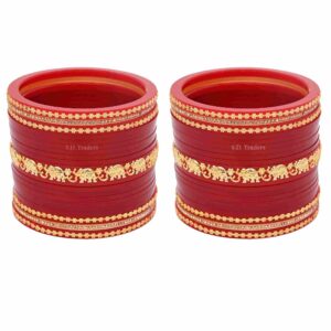 Pearl Handcrafted Bridal Chura with Elephant Motifs and Dotted Bangles – Traditional Wedding Jewelry