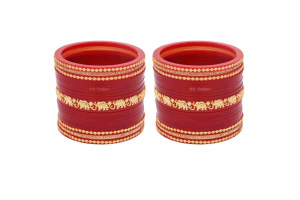 Pearl Handcrafted Bridal Chura with Elephant Motifs and Dotted Bangles – Traditional Wedding Jewelry