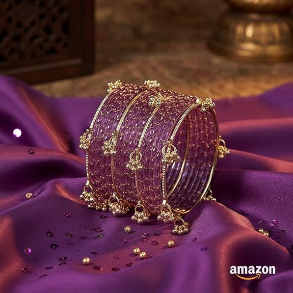Regal purple rain drop bangles with kashmiri ghungroo bangles for women and girls, a set of 12 bangles - Image 6