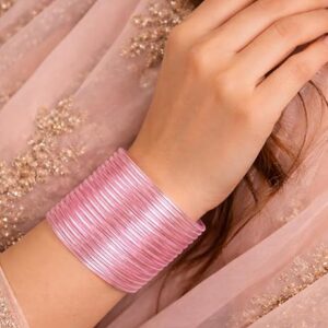 Trending baby pink jelly for women and girls, a set of 24 bangles