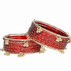 Trending Red Rain Drop Bangles with Kashmiri Ghungroo