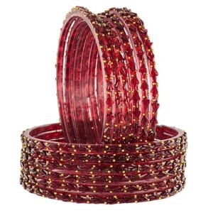 Dulhan Maroon Raindrop Bangles Set Sale