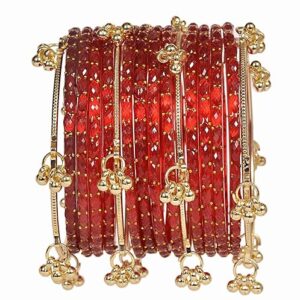 Trending Red Rain Drop Bangles with Kashmiri Ghungroo