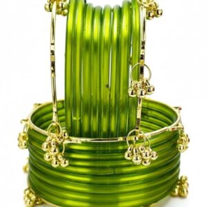 Pista Color Bangles with Kashmiri Ghungroo Bangles