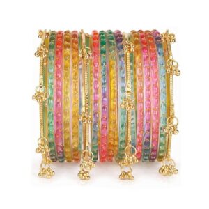 Premium Light Multi Raindrop Bangles with Ghungroo