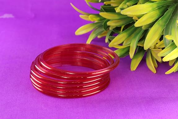 Traditional Red jelly Bangles Women Set of 12 Sale - Image 4