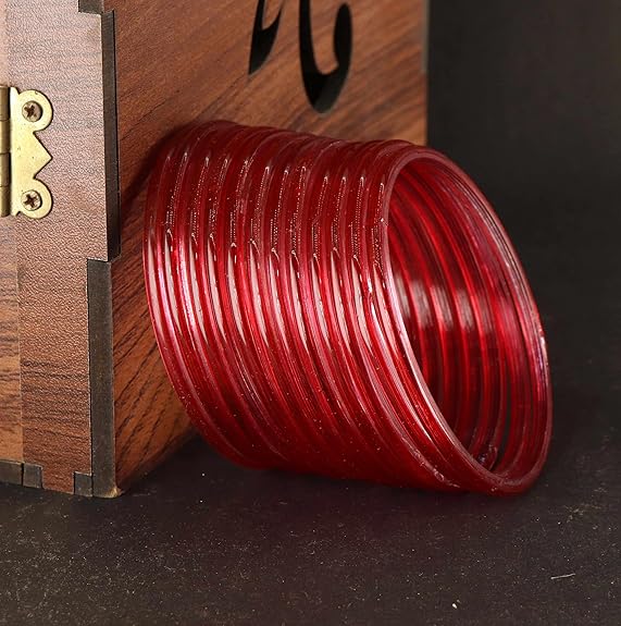 Traditional Red jelly Bangles Women Set of 12 Sale - Image 3
