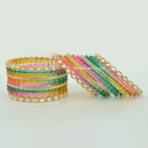 Premium Light Raindrop Bangles with Kundan Bangles and Nihar
