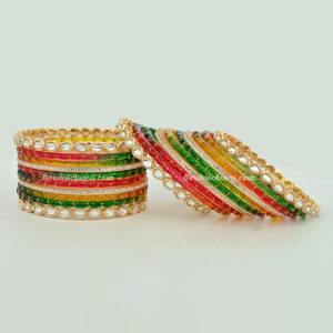 Fancy Dark Raindrop Bangles with Kundan Bangles and Nihar