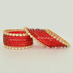 Raindrop glass bangles with kundan bangles