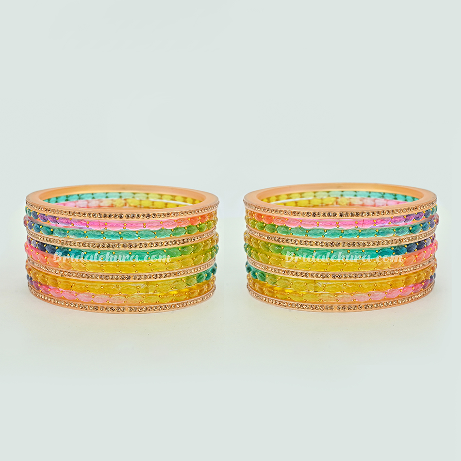 Punjabi Traditional Light Rain Drop Bangles Set - Image 2