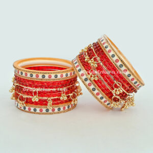 Premium Raindrop glass bangles with dotted and kashmiri ghungroo bangles