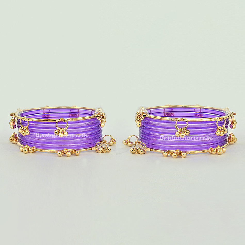 Traditional Blue Bangles with Kashmiri Ghungroo Bangles Set Sale - Image 2