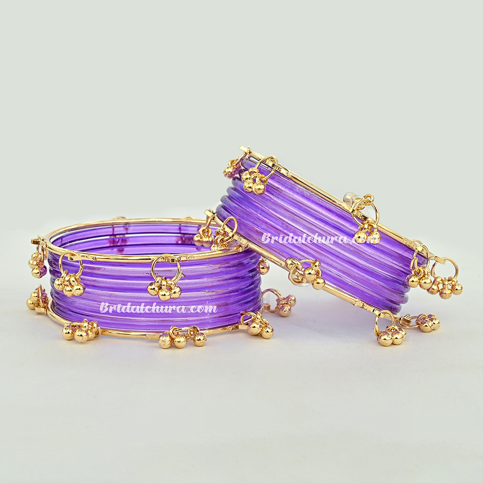 Traditional Blue Bangles with Kashmiri Ghungroo Bangles Set