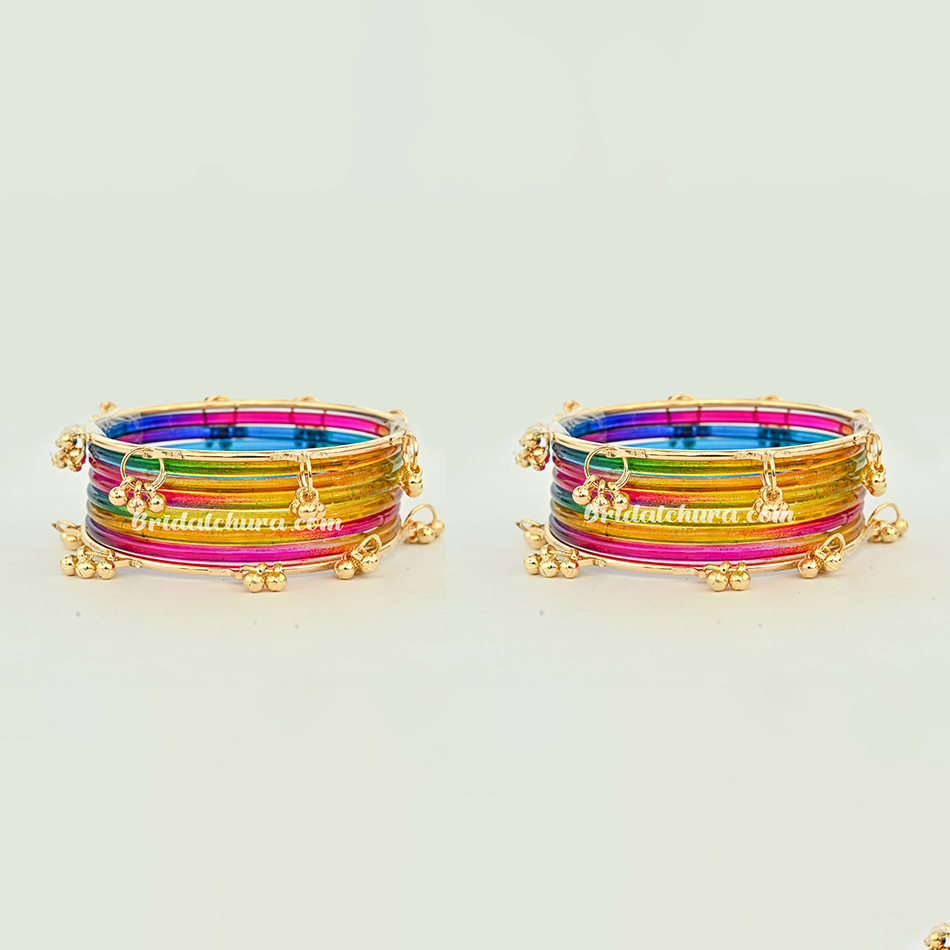 Super Multi Bangles with Kashmiri Ghungroo Bangles Set Sale - Image 2