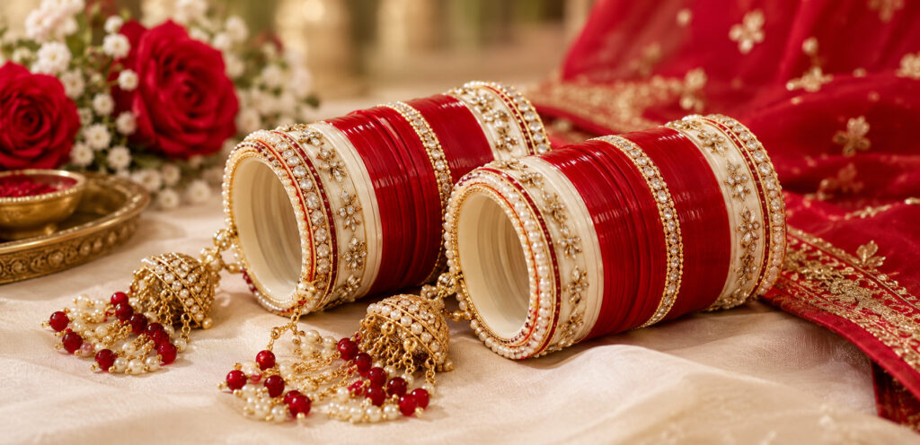 Punjabi Bridal Chura and Kalire Display